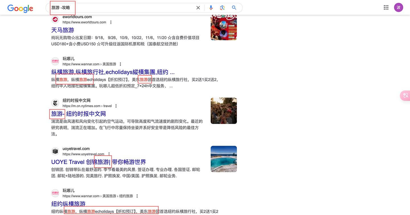 SEO 减号命令