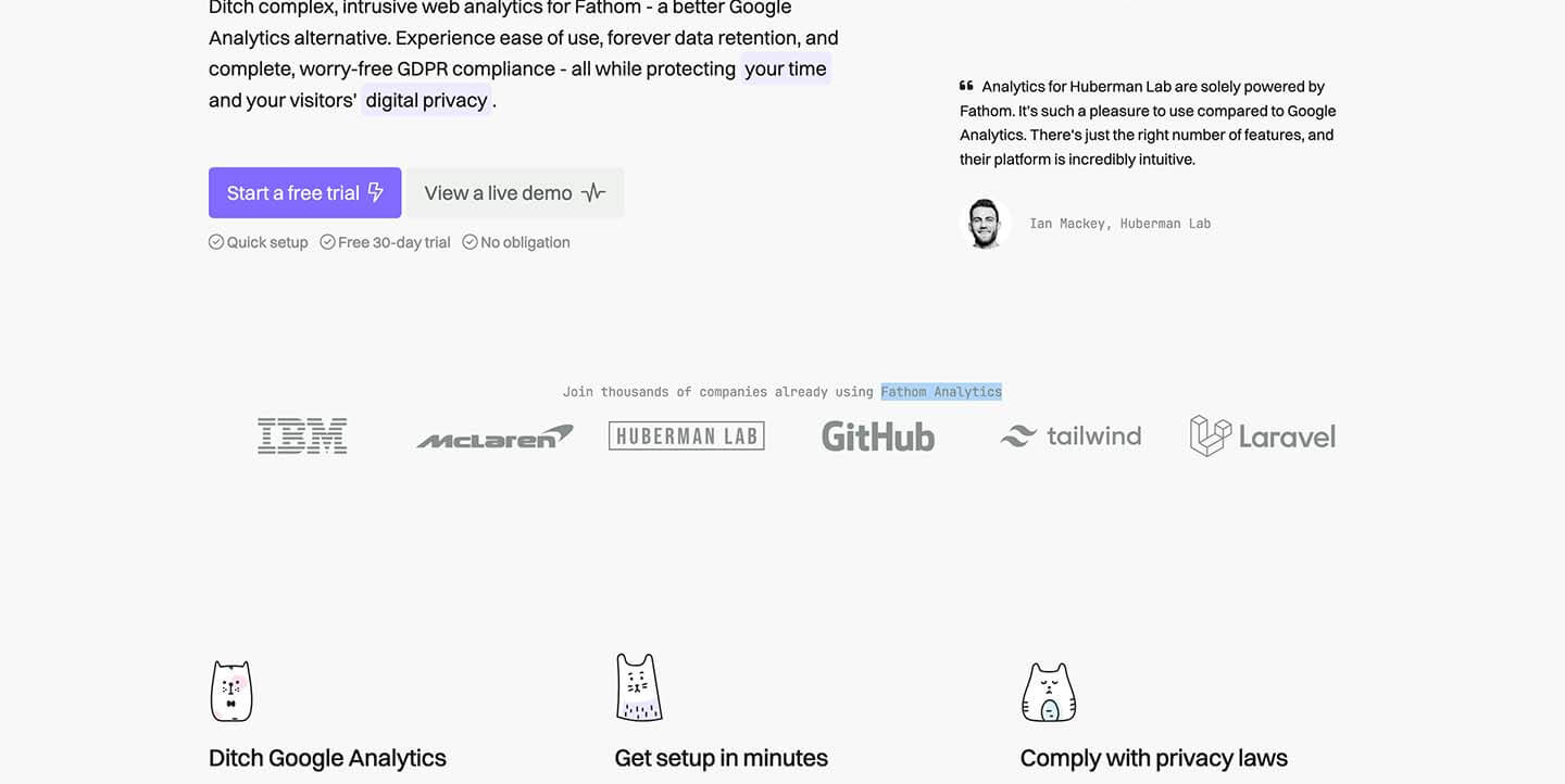 Fathom Analytics 网站流量统计工具