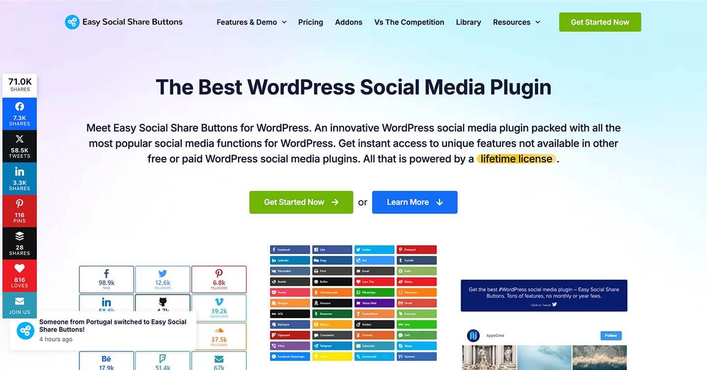 WordPress 线上推广平台 - Easy Social Share Buttons