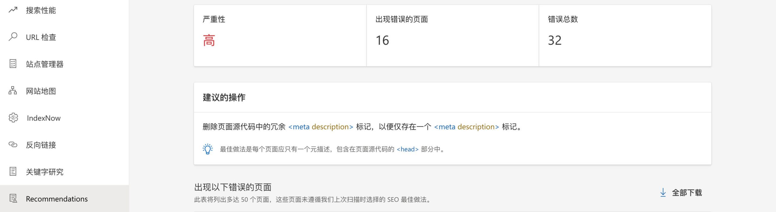 重复的 Meta Description