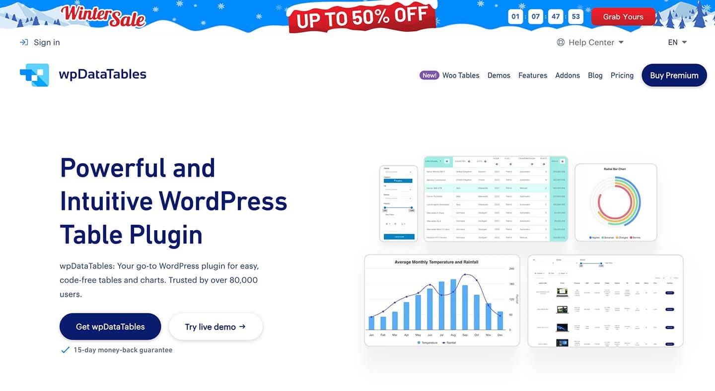 wpDataTables 表格制作插件