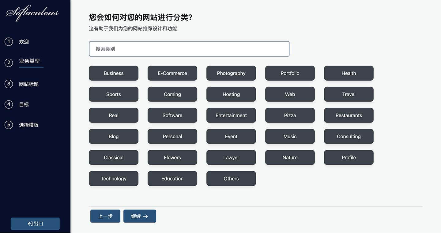 选择 WordPress 网站类型