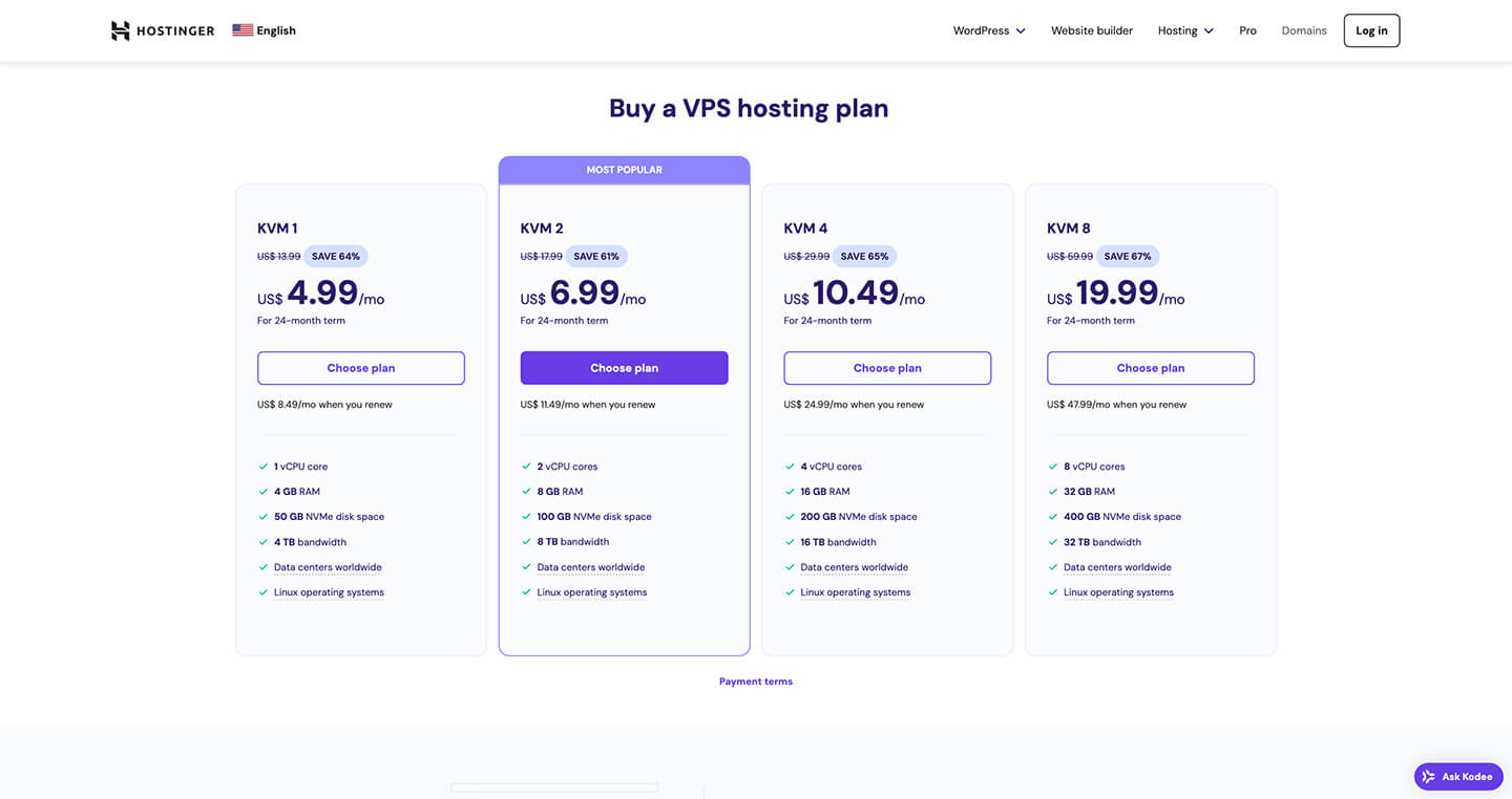 Hostinger VPS 主机配置介绍