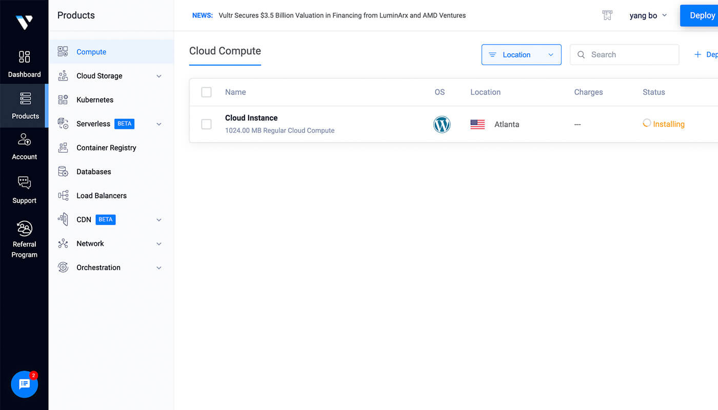 Vultr WordPress主机系统部署成功​